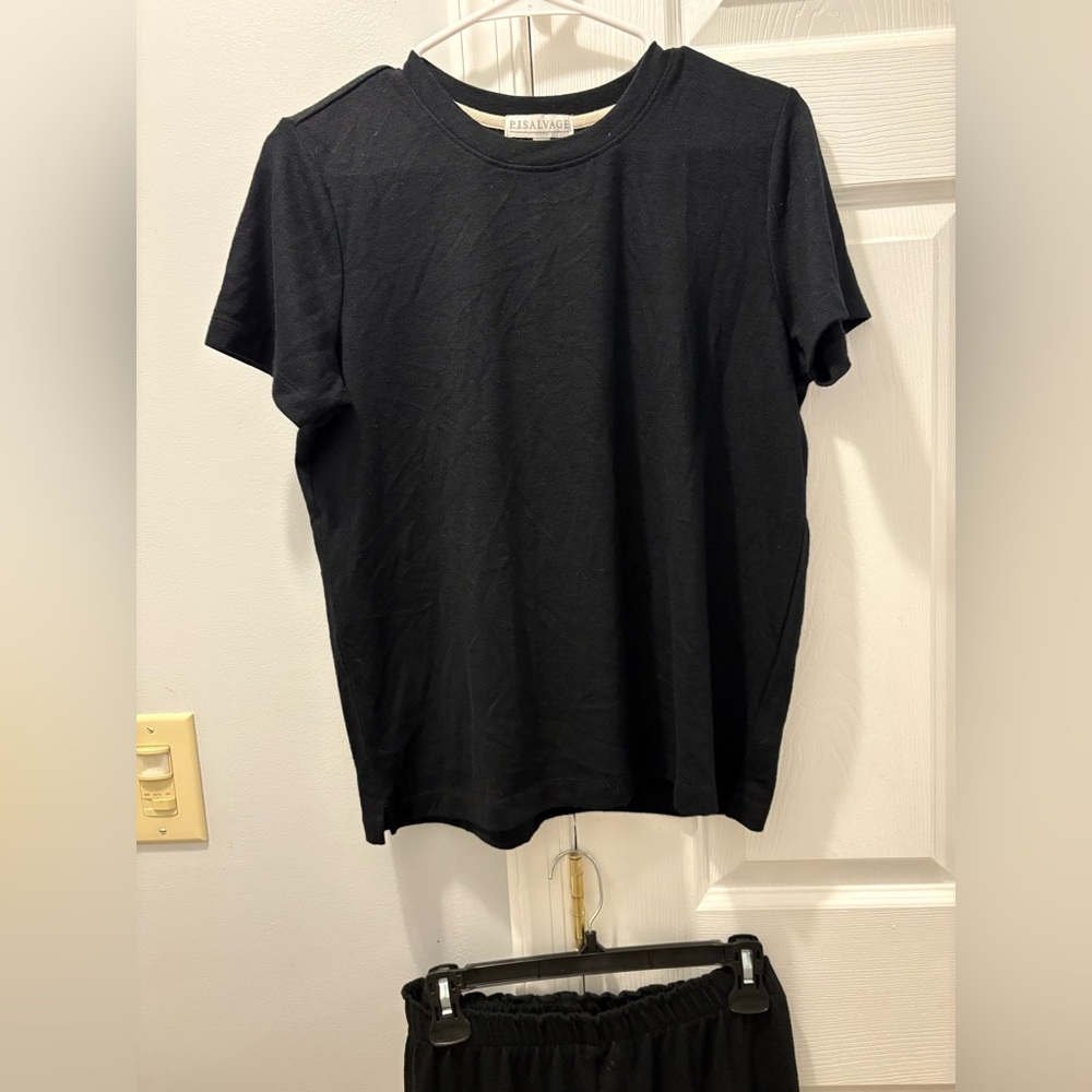 PJ Salvage black short sleeve shirt and sweatpants set size small